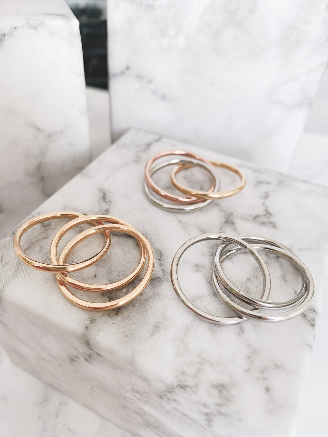 Charmin's Trinity Rolling Anxiety Fidget Ring Rose-Goud-Staalkleurig Large R1648