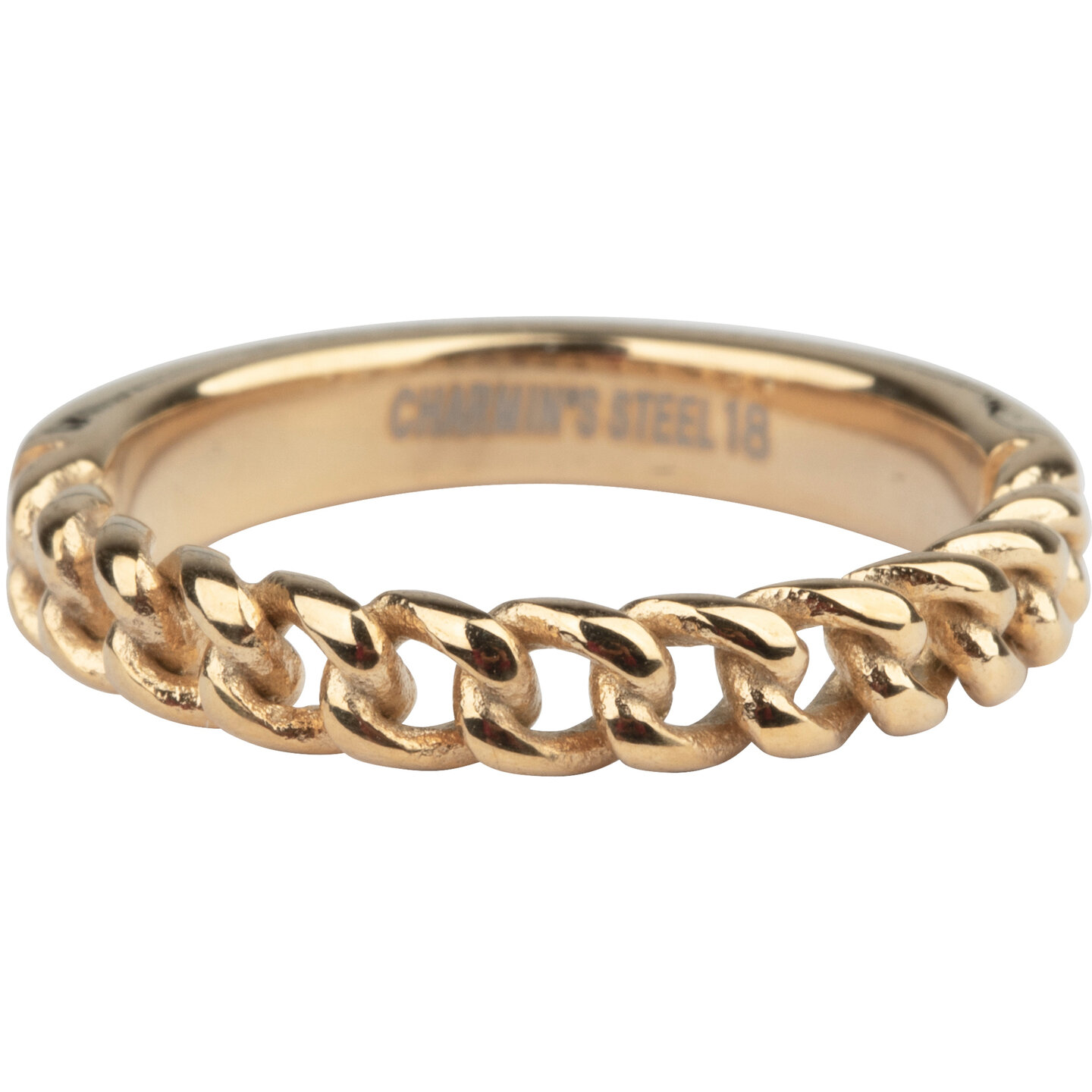 Charmin's Goudkleurige Ketting-ring Half Ketting Half Glad Staal R877