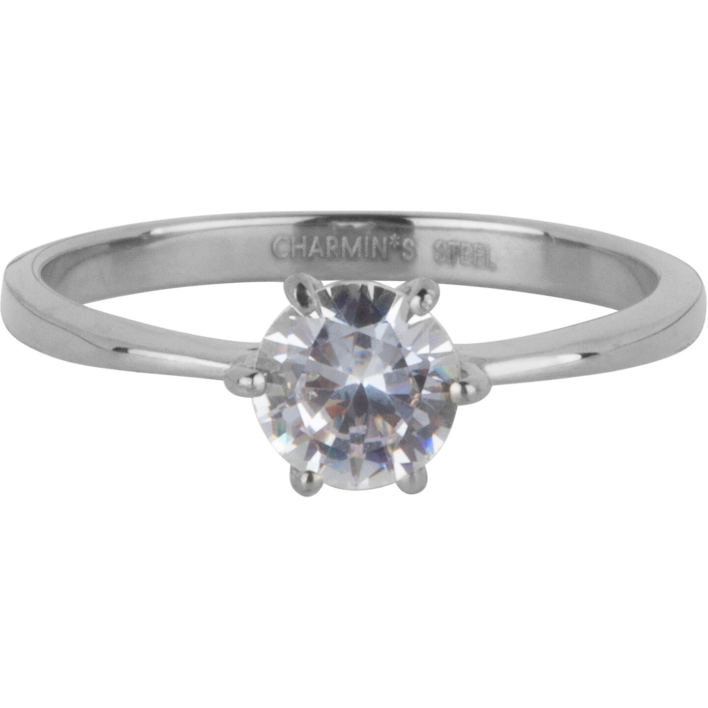 Charmin&rsquo;s Classic Verloving White Ring Staal R1623