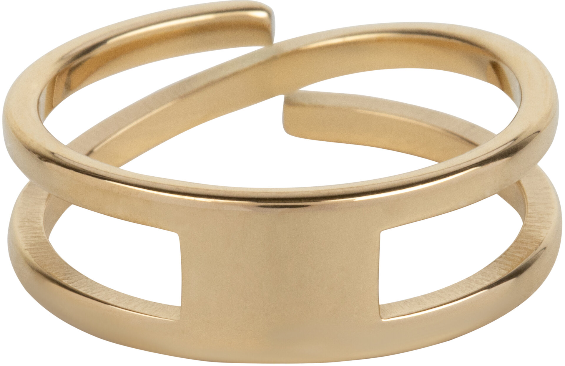 Charmin's Goudkleurige Brede Luchtige Ring met Dubbelzijdig Design Staal R1152 &ndash; Uniek en Veelzijdig