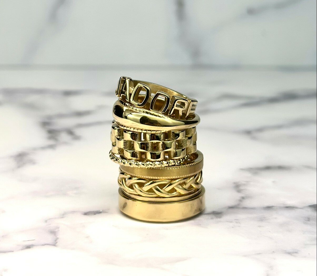 Charmin's Goudkleurige Liefdes Verklaring J'Adore Ring Staal R1377