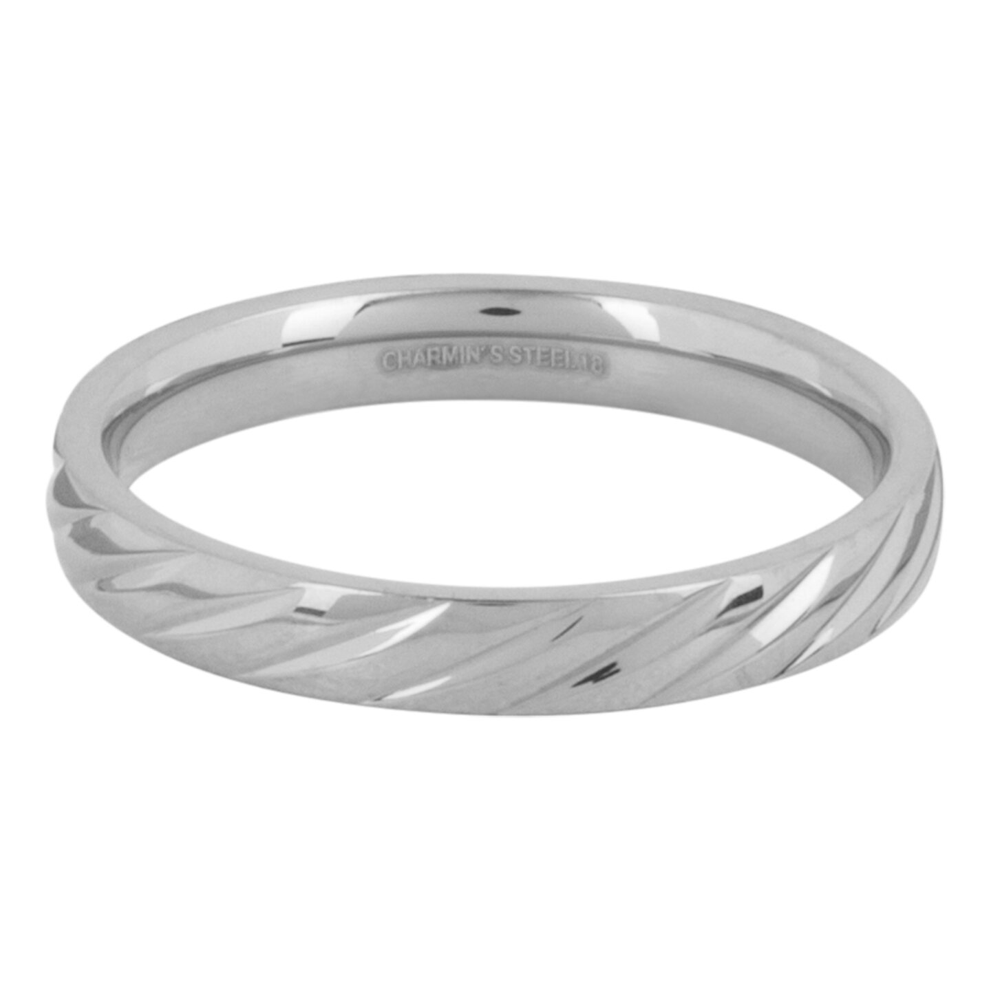 Charmin's gravierter Ring mit schr&auml;ger Gravur, Stahl R1416
