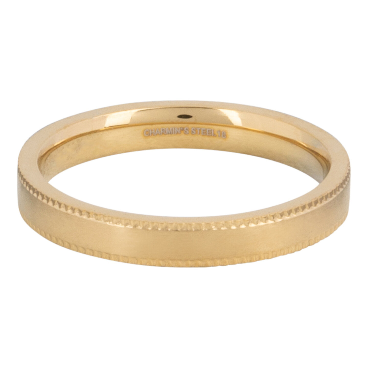 Charmin's Goudkleurige Licht Matte Ring met Bewerking aan de Zijkant Staal R1415