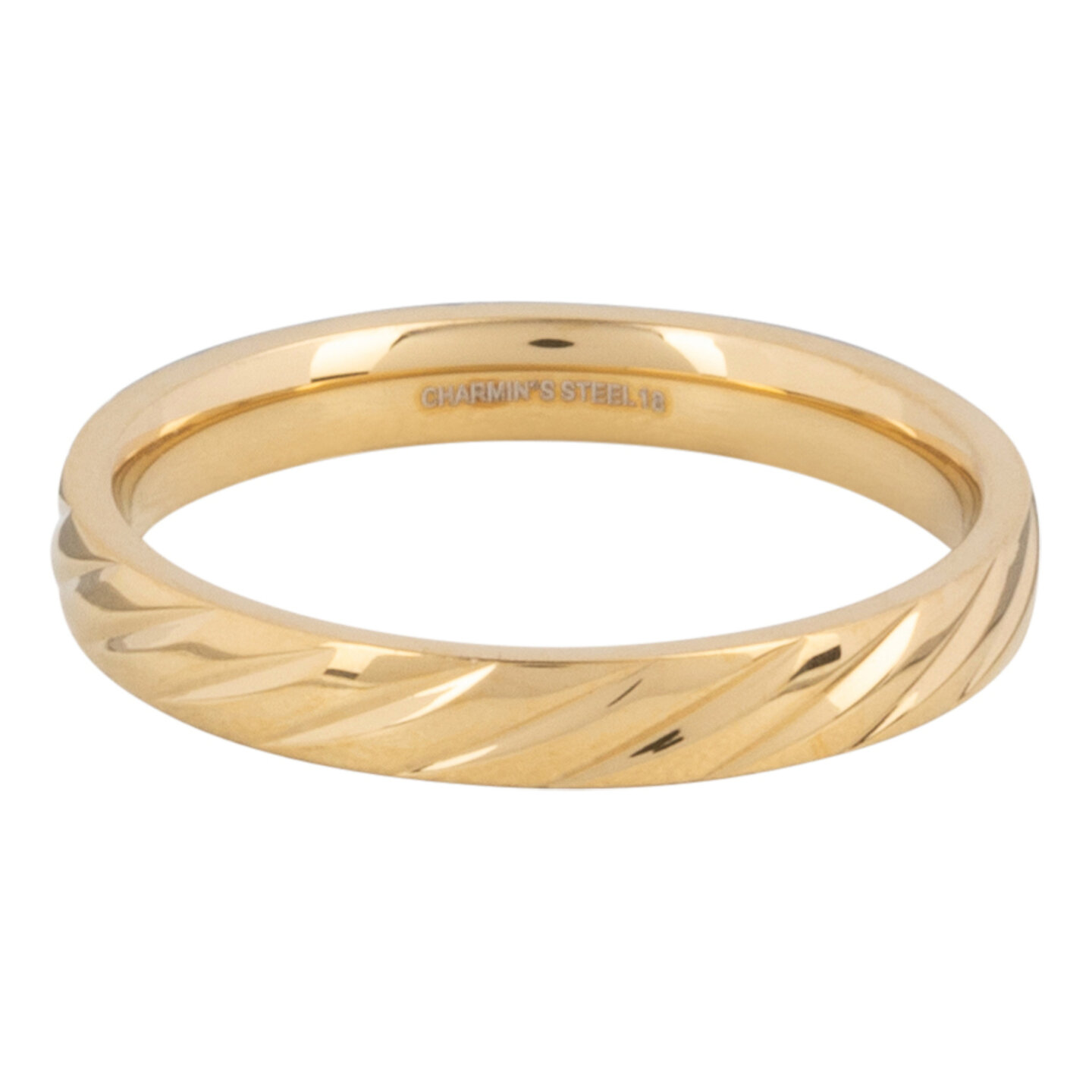 Charmin's Engraved Ring with Slanted Engraving Steel R1417