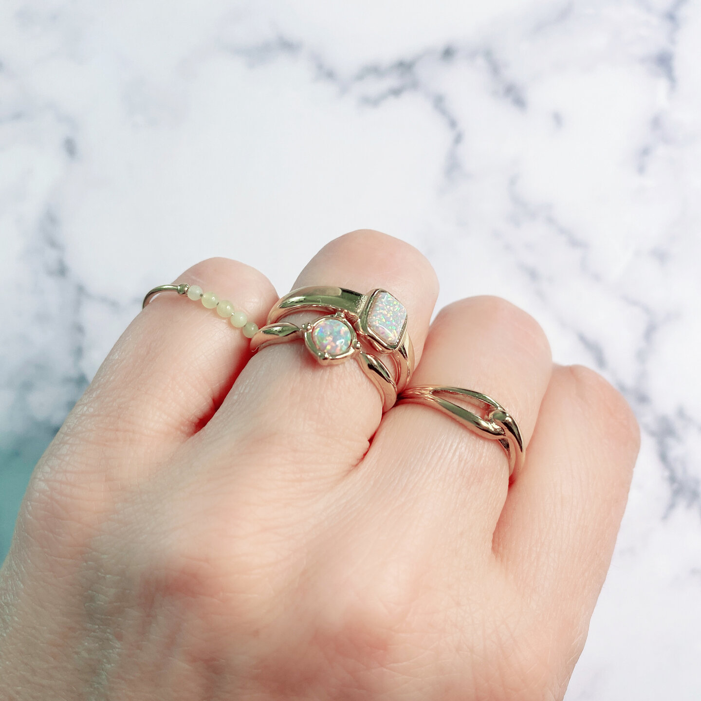 Charmins Siegelring Opal Gold Square R1179