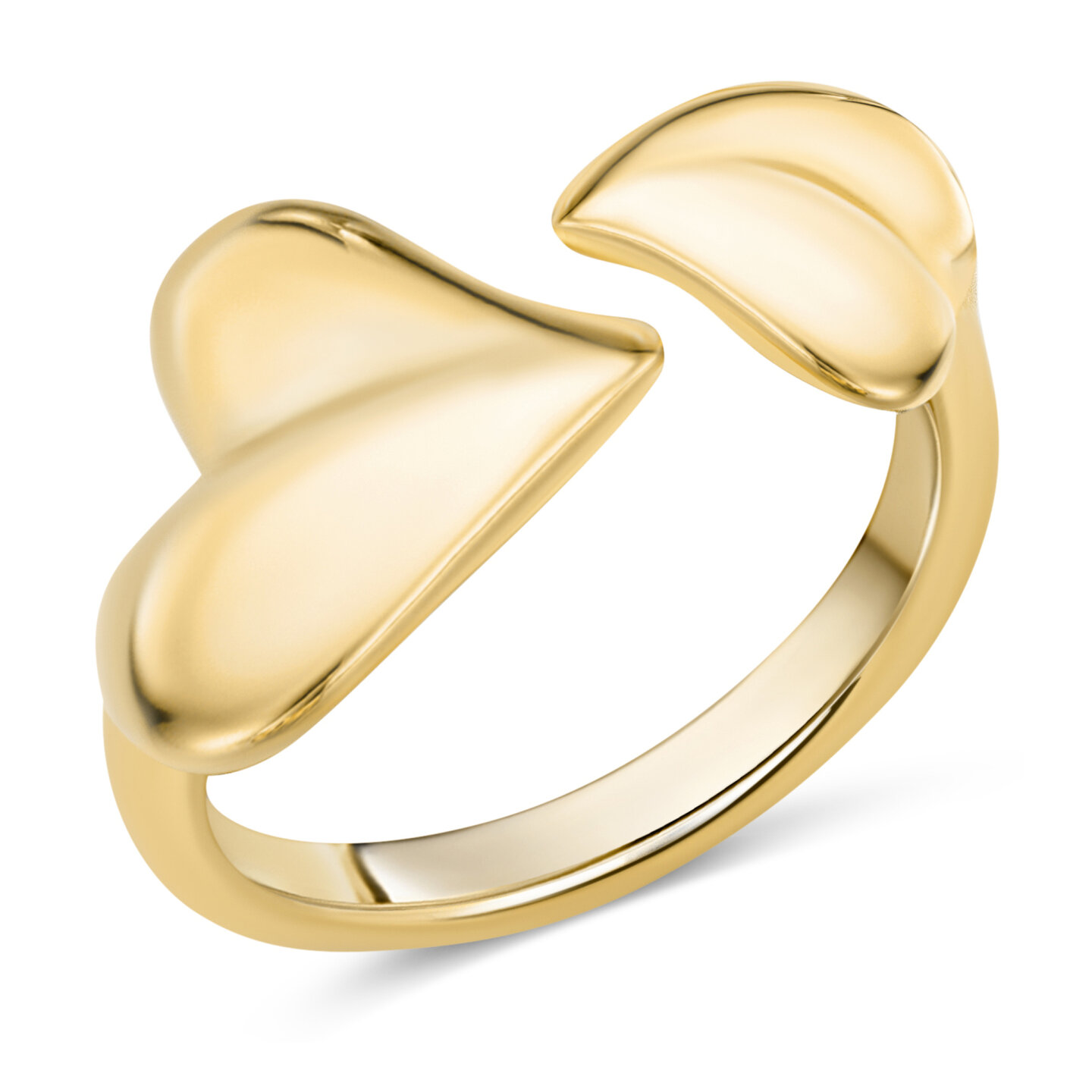 Charmin's Gold-Colored Chunky Ring with Two Hearts Steel R1773 &ndash; Romantic and Strong