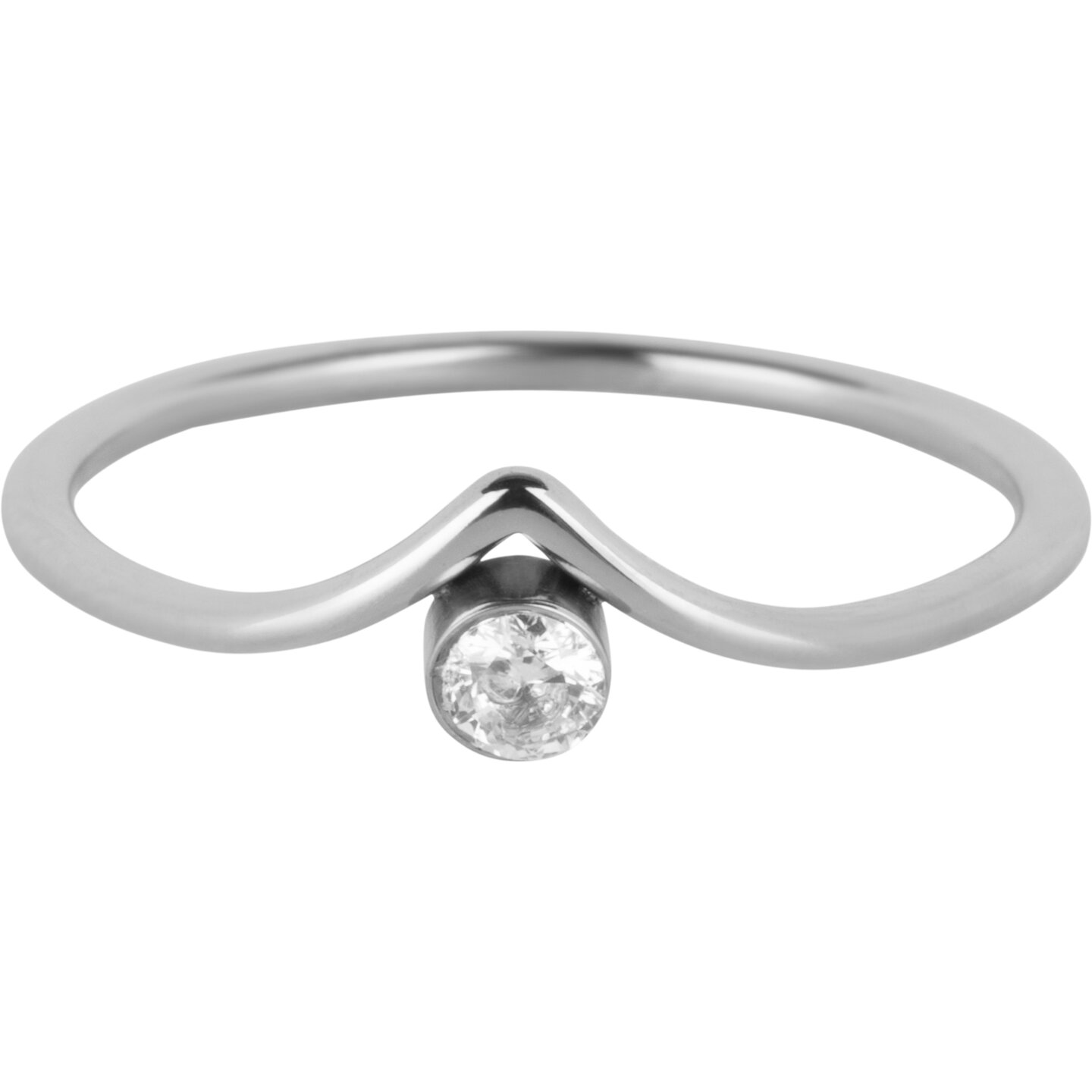 Charmin's V-vorm Ring met Wit Rond Steentje R1412