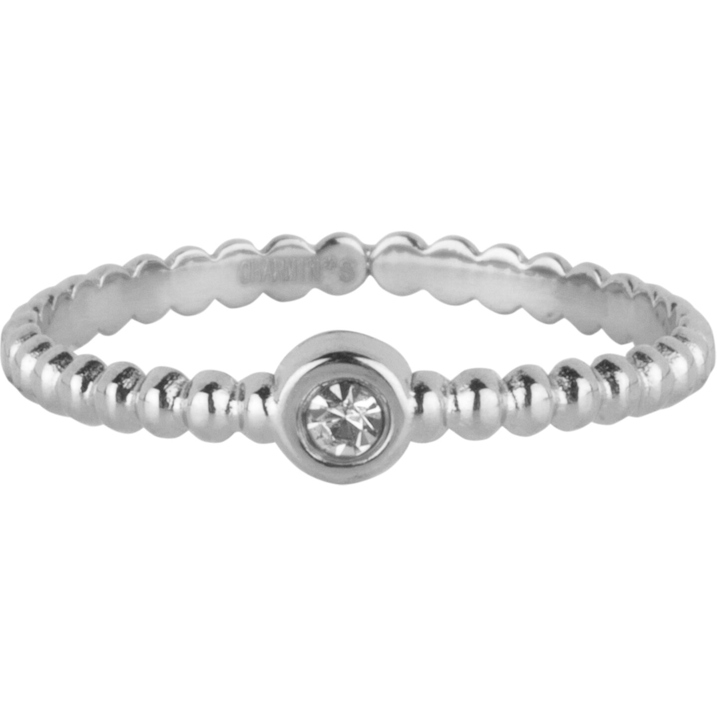 Charmin's Bollentjes Ring met Wit Rond Steentje R1639