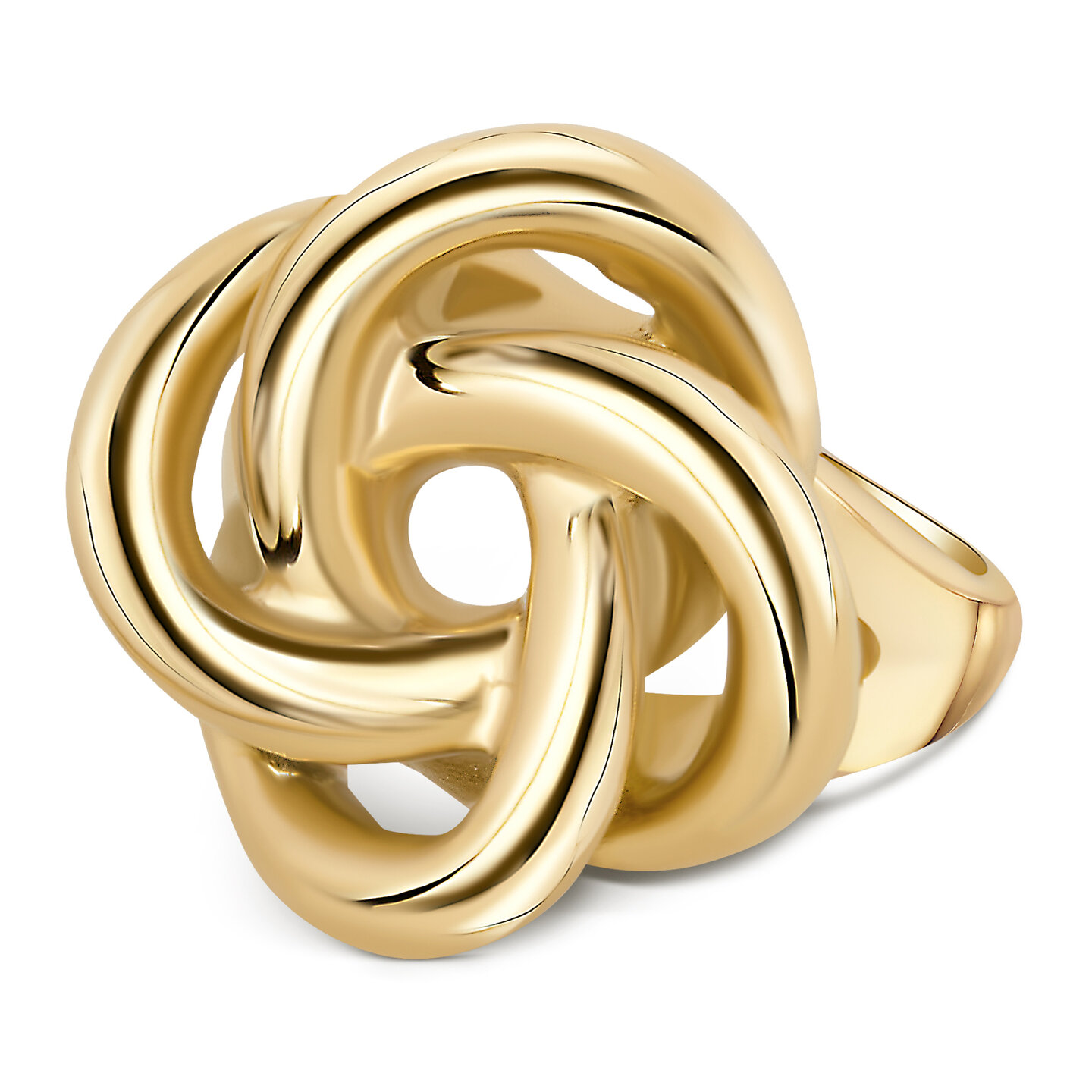 Charmin's Goudkleurige Chunky Ring met Mattenklopper Knoop Staal R1792 &ndash; Verbinding en Samenwerking
