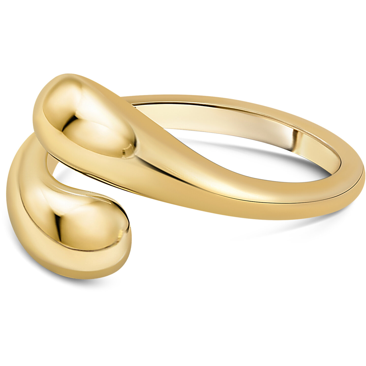 Charmin's Goudkleurige Chunky Ring met Twee Ovale Bollen R1842 &ndash; Stoer en Chique