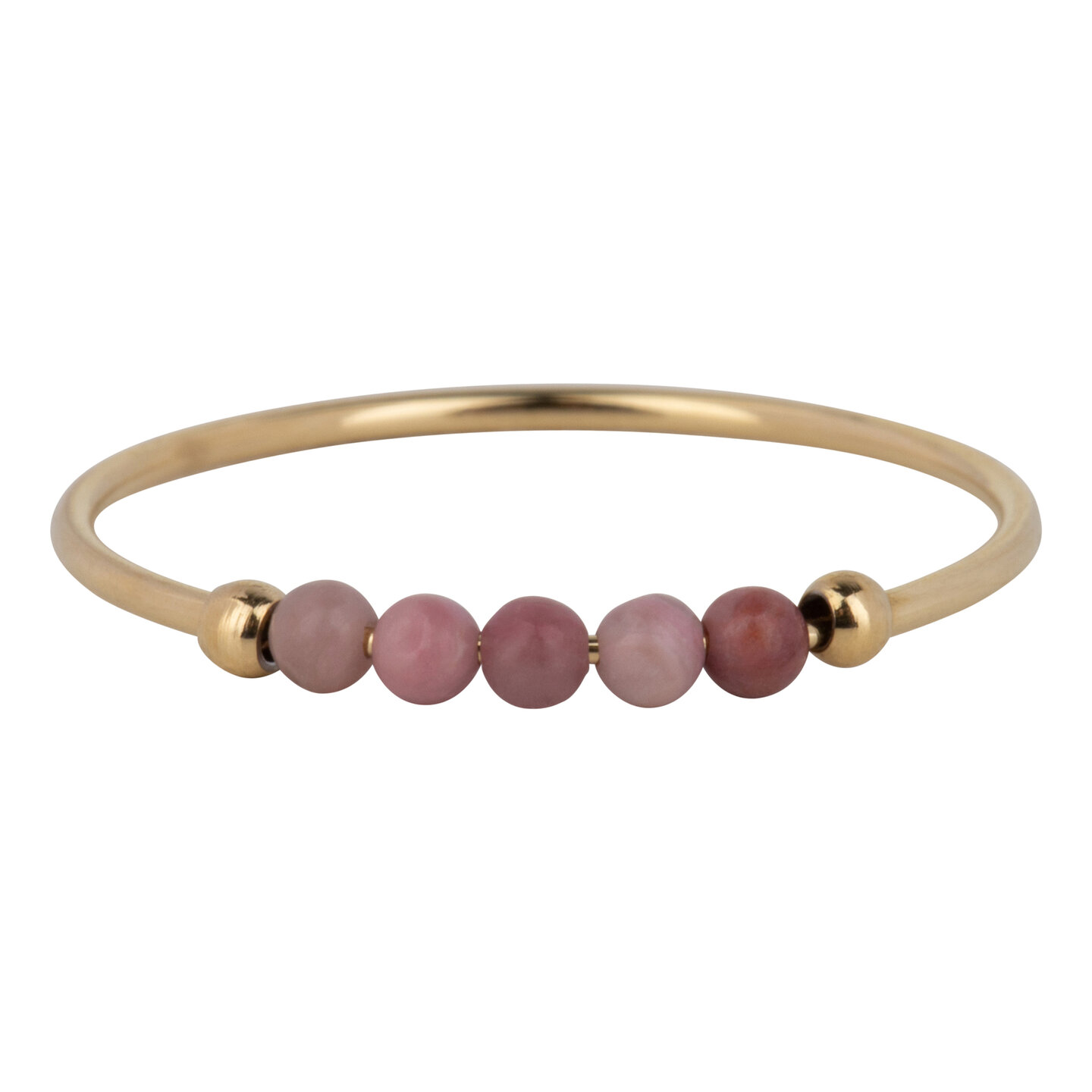 Charmin's Goudkleurige Anxiety Ring Rhodochrosiet Edelsteen Kraal Staal R1201