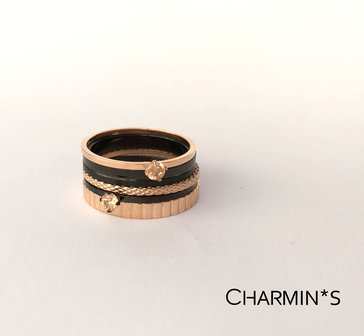Charmin’s roségoudkleurige stapelring R327 Snake rosé-goldplated staal