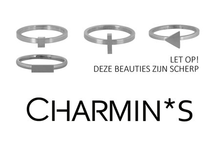Charmin&amp;#8217;s stapelring zilver R408 &#039;Marble Collection&#039;