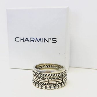 Charmin&amp;#8217;s stapelring zilver R224 Silver &#039;Braided&#039;