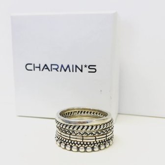 Charmin&amp;#8217;s stapelring zilver R300 Silver &#039;Dotted&#039;