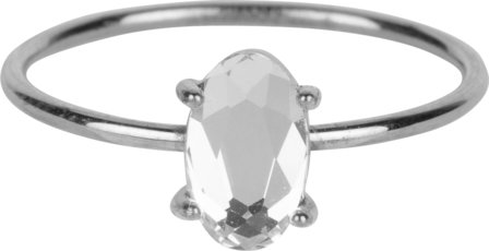 Charmin&amp;#8217;s  stapelring staal R649 Shine Big Shiny Crystal CZ Steel
