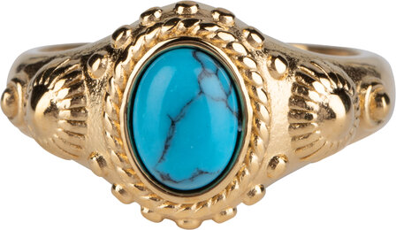 Charmin&#039;s Zegel Ring R1055 Turkoys Howlite Goldfilled
