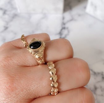 Charmin&#039;s Zegel Ring R1055 Turkoys Howlite Goldfilled