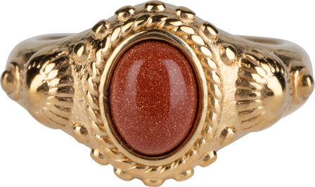 Charmin&#039;s Zegel Ring R1054 Brown Goldstone Goldfilled