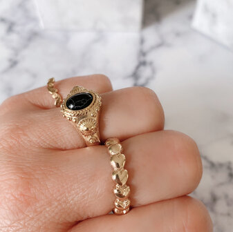 Charmin&#039;s Zegel Ring R1053 Cleopatra Black Tourmaline Goldfilled