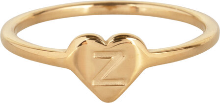 Charmin&rsquo;s initialen zegelring hartje Goldplated R1015-Z Letter Z