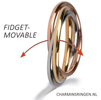 instant Waardig van mening zijn R1067 Rolling Anxiety Fidget Ring Rose-Goud-Staalkleurig - Charmin's ringen