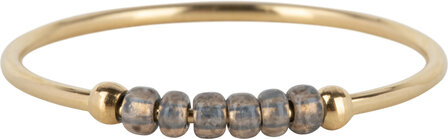 Charmin&#039;s R1143 Anxiety Ring Palm Taupe Soft Green Beads Goldplated