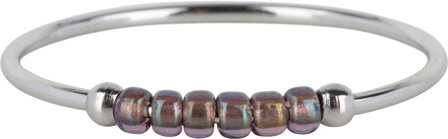 Charmin&#039;s R1146 Anxiety Ring Palm Purple Taupe Beads Steel