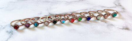 Charmin's ring R1097 Birthstone August Light Green Stone Goldplated Iconic Vintage