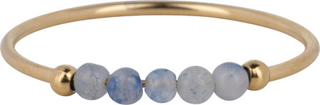 Charmin's Charmin's Anxiety Ring Blauwe Aventurijn Edelsteen Kraaltjes Goldplated Palm R1199