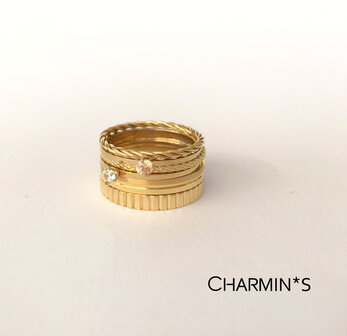 Charmin&amp;#8217;s goudkleurige stapelring R326 Snake goldplated staal