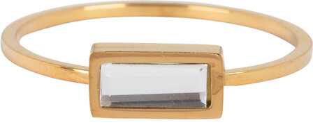 Charmin&amp;#8217;s goudkleurige stapelring R709 Crystal Cube goldplated staal