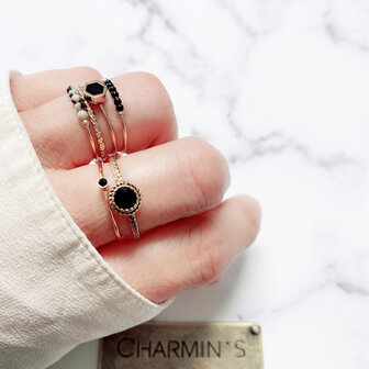 Charmin&#039;s Anxiety Ring Dalmation Jaspis Edelsteen Kraaltjes Steel Palm R1316