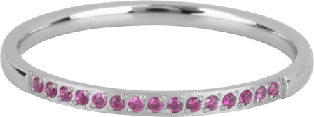 Charmin&rsquo;s Stalen Stapelring Small Alliance Pink-fuchsia Crystals R1256