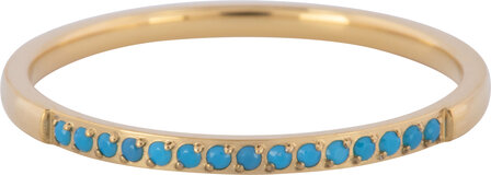 Charmin&rsquo;s Goudkleurige Stapelring Small Alliance Turquoise Crystals R1261