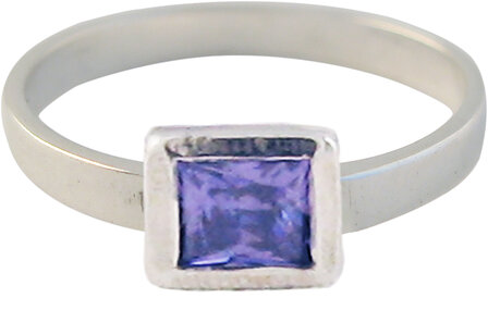 KR26-Kidz-Kinderring-Zilver-Cubic Diamond Purple-Paars