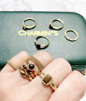Charmin&rsquo;s Big Twisted Gedraaide Aanschuif Ring Steel R1007
