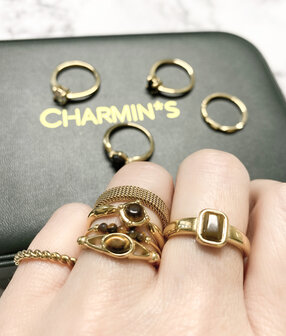 Charmin&rsquo;s Big Twisted Gedraaide Aanschuif Ring Steel R1007
