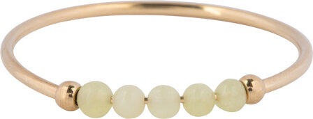 Charmin&#039;s Anxiety Ring NaturalStones Citroen Jade Beads Goudkleurig R1337