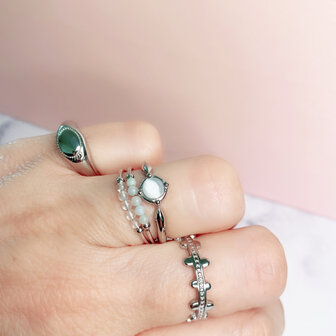 Charmin&#039;s Anxiety Ring NaturalStones Kristal Beads Goudkleurig R1319