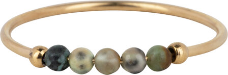 Charmin&#039;s Anxiety Ring NaturalStones Afrikaans Turkoois Beads Goudkleurig R1196