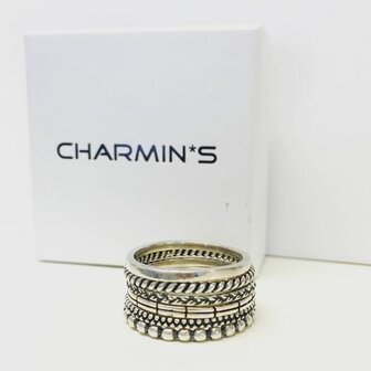 Charmin&amp;#8217;s stapelring zilver R001 Silver &#039;The Base&#039;