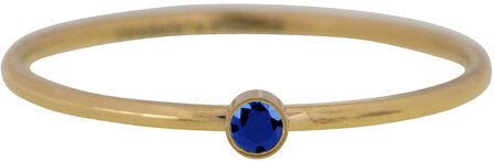 Charmin&#039;s Birthstone Ring September Blauwe Sapphire Steen Goldplated R689/KR84