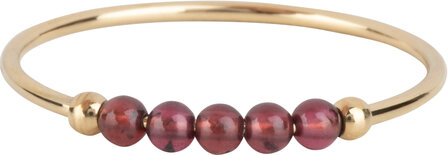 Charmin&#039;s Anxiety Ring NaturalStones Granaat Beads Goudkleurig R1321