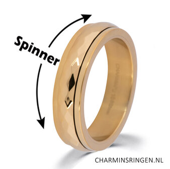 Charmin&#039;s Shiny Anxiety Fidget Ring Gehamerd Goud R1251