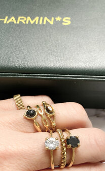 Charmin&rsquo;s Charmin&rsquo;s Ovale Elegante Tijgeroog Ring Goud R1161