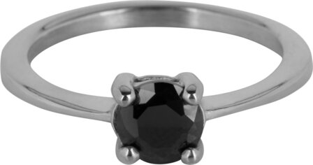 Charmin&rsquo;s Classic Princess Black Ring Staal R1194