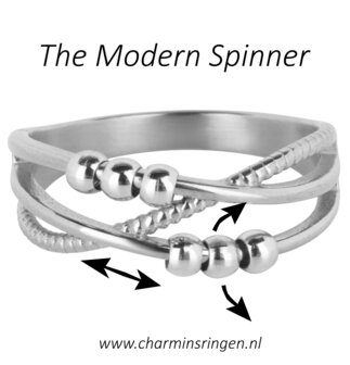 Charmin&#039;s Gedraaide Ring Balletjes Anxiety Fidget Staal R1360