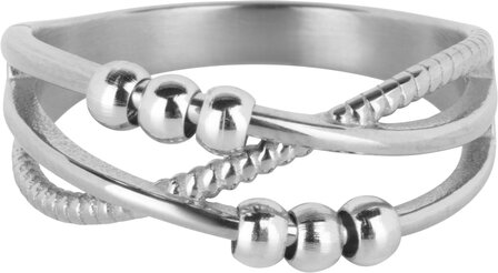 Charmin&#039;s Gedraaide Ring Balletjes Anxiety Fidget Staal R1360