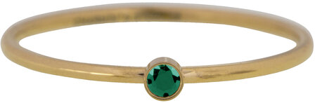 Charmin&#039;s Birthstone Ring Mei Groene Emerald Steen Goldplated R790/KR96